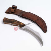 Fixed Blade Karambit Knife Stainless Steel Walnut Handle 11.4 (1)